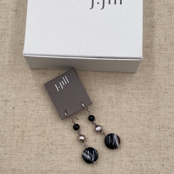 J. Jill NEW Black Sardonyx Stones Drop Earrings NWT +J.Jill Gift Box - Picture 4 of 4